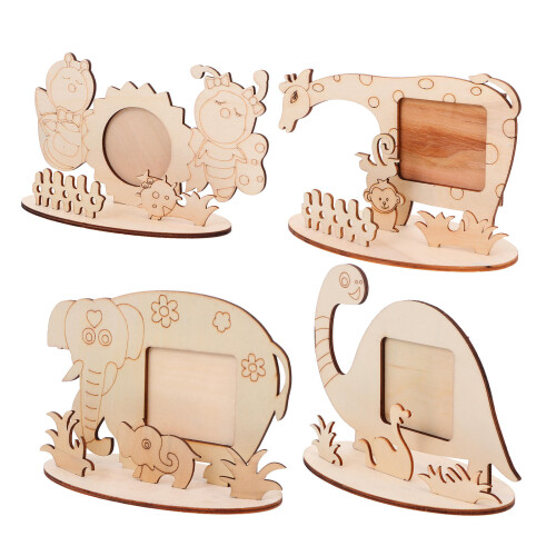 4Pcs Tecknad Diy Skrivbordsfotoframe Hantverk För Barn