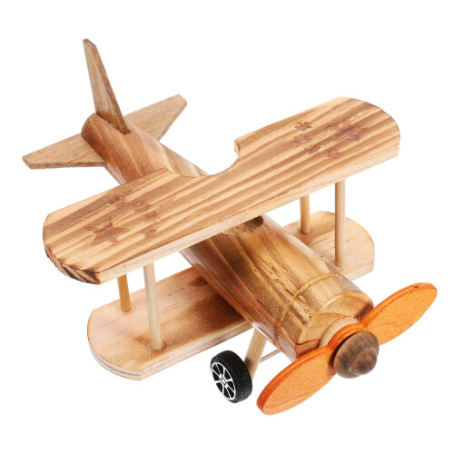 3Pcs Biplane Trämodell Helikopter Modellflygplan 1