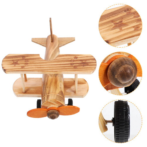 3Pcs Biplane Trämodell Helikopter Modellflygplan 2