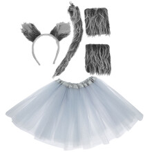 1 Set Vargkostym Huvudband Handskar Skirt Prylar