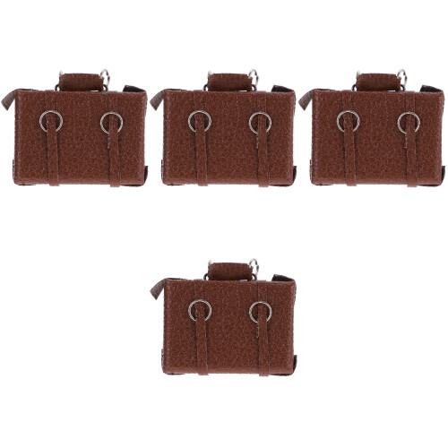 4Pcs Mini House Decor Brown Miniature Suitcase Toy 2