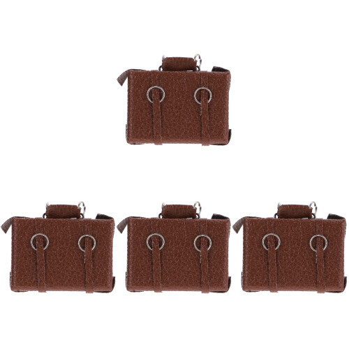 4Pcs Mini House Decor Brown Miniature Suitcase Toy 1