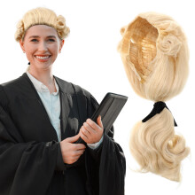 4Pcs Peruk Blond Rollspel Cosplay Huvudbonad Kostym