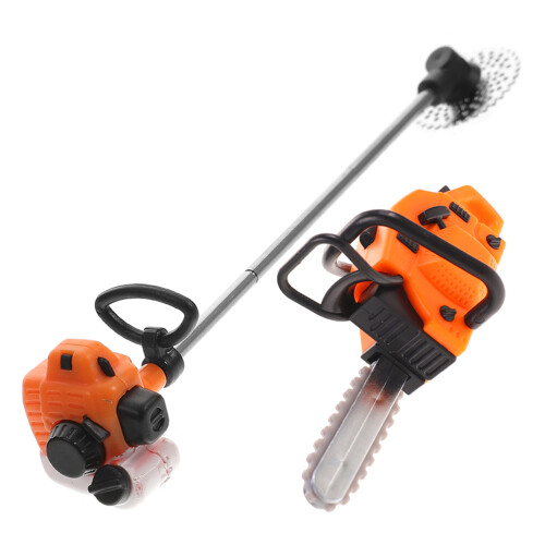 One Set Of Tiny Chainsaw Model For Mini Garden Layout Decoration
