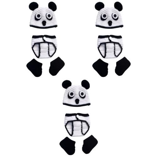 3 Pezzi All'Uncinetto Panda Per Fotografia 2