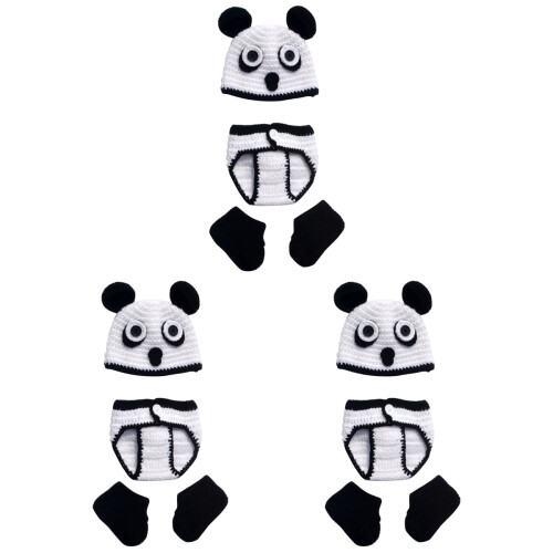 3 Pezzi All'Uncinetto Panda Per Fotografia 1