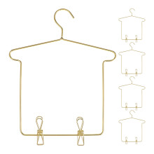 5Sets Gouden Mini Poppenkleding Hangers Met Clips Voor Poppenoutfits