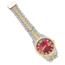 1Decoratief Mannenhorloge Rood Met Roestvrij Staal En