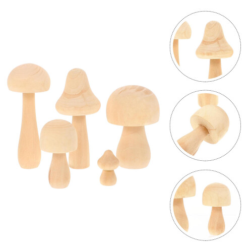 5Pcs Diy Svampformad Oklarade Träleksaker Barn Graffiti Svamp 2