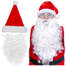 Set Julklapp Skägg Och Hatt, Santa Hatt För Santa Claus