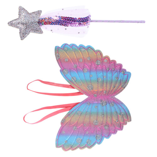 2Pièces Ensemble Enfants Ailes Tissu Violet Baguette