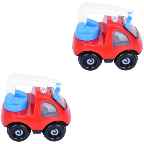 2 Pcs Inertia Engineering Car For Kids Crane Car Red 2