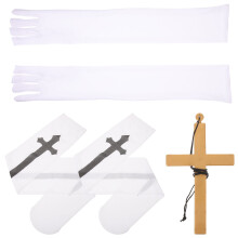 1Sats Nun Kostym För Fest Thigh High Strumpor Cosplay Halsband