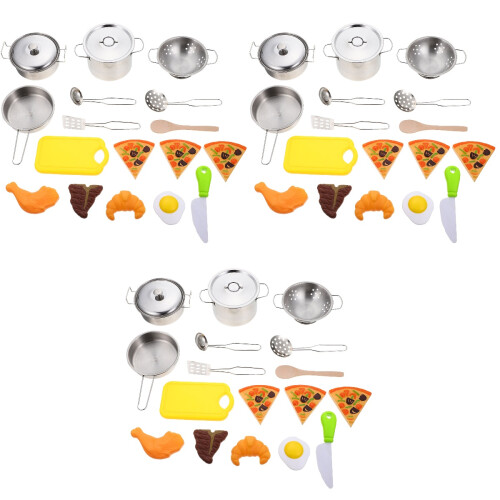 3 Set Leksakskokset Barn Rostfritt Lek Flickor Pojkar Rolllekar 2