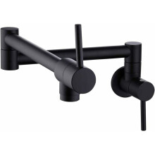 Versatile Chef's Tool: Wall Mounted Pot Filler Faucet, Solid Brass Double Joint Swing Arm, Lead-Free, Matte Black Finish, Simplify Your Cooking Routin