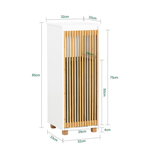 SoBuy Mobiletto Bagno con Cesto Biancheria - MDF e Bambù 2