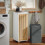 SoBuy Mobiletto Bagno con Cesto Biancheria - MDF e Bambù 12