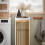 SoBuy Mobiletto Bagno con Cesto Biancheria - MDF e Bambù 4