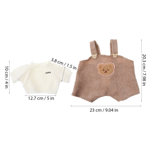 2 Conjuntos De Roupas Para Urso 30Cm Com Calça, Suspensórios E Suéter 2