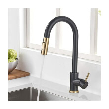 Modern Matte Black Kitchen Faucet, Jet and Spray Functions for Versatile Use