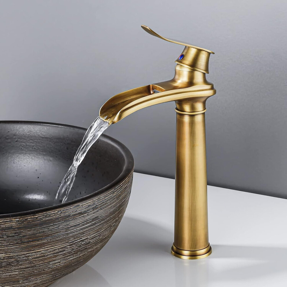Patented Design Bathroom Faucet, Elegant Brushed Gold Vessel Sink Faucet For Rust Resistant Surface And Ceramic Cartridge Installation 9061222316691