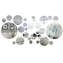 Removable Wall Sticker Mirror Wall Sticker, 3D Mirror Wall Decal Lightweight Mirror Round Adhesive Back Decorative Mirror Design for Bathroom Kitchen