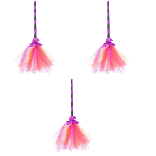 3St Kvastar För Häxtema Fest Karneval I Plastmaterial 2