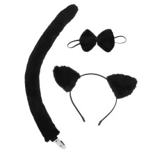 1 Set Halloweens Kostym För Kattöron Huvband, Slip