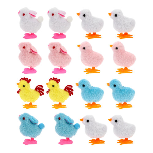 48Pcs Assorted Wind Up Toys Plush Clockwork Animals Kids Gift