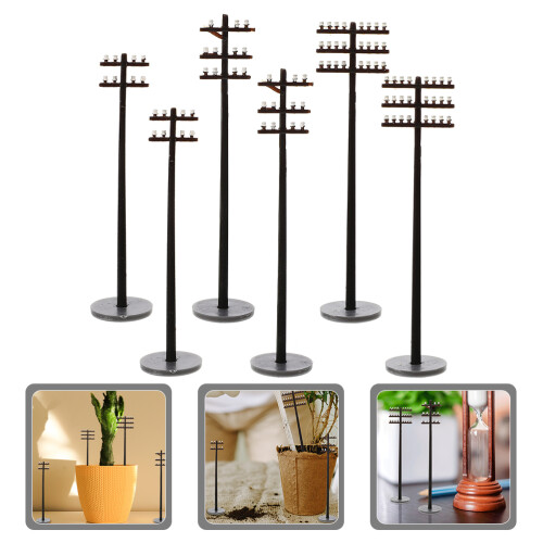 6Pcs Miniature Train Construction Telegraph Poles Sand Table Scene 2