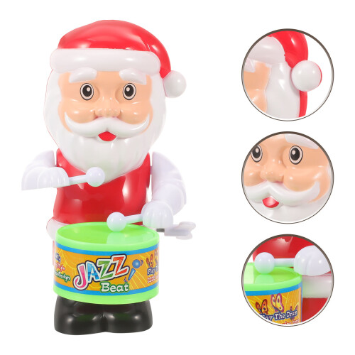 6 Pcs Wind Up Toy Santa Drumming Clockwork Plaything 2