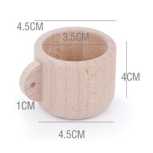 2Pcs Solid Wood Tea Cups With Handle For Home Nursery 1