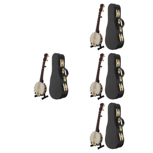 4 Sets Banjo Model Wood Instrument With Case Gift 2