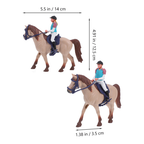 Solid Plastic Horse Doll Decor With Rider Figurine Home Statue 2