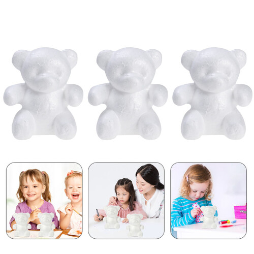 3 Pcs 1 Bag Diy Bear Shape Modeling Kits White 1