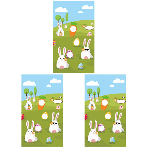 3 Pcs Easter Toss Game Flag Bunny Pattern Hanging Sandbag Flag 1