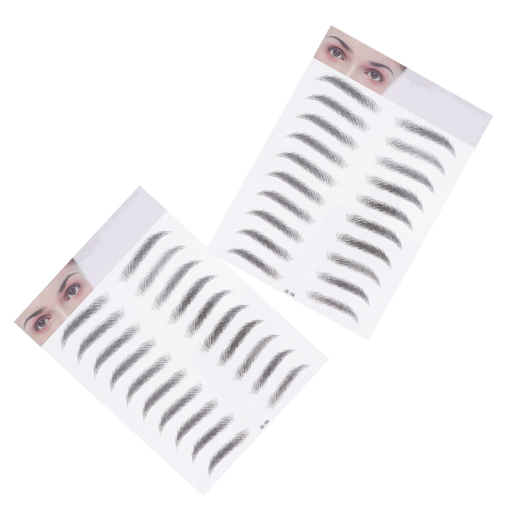 Totority Black 2Pcs Hair-Like Eyebrow Transfer Stickers For Men Women Type 6