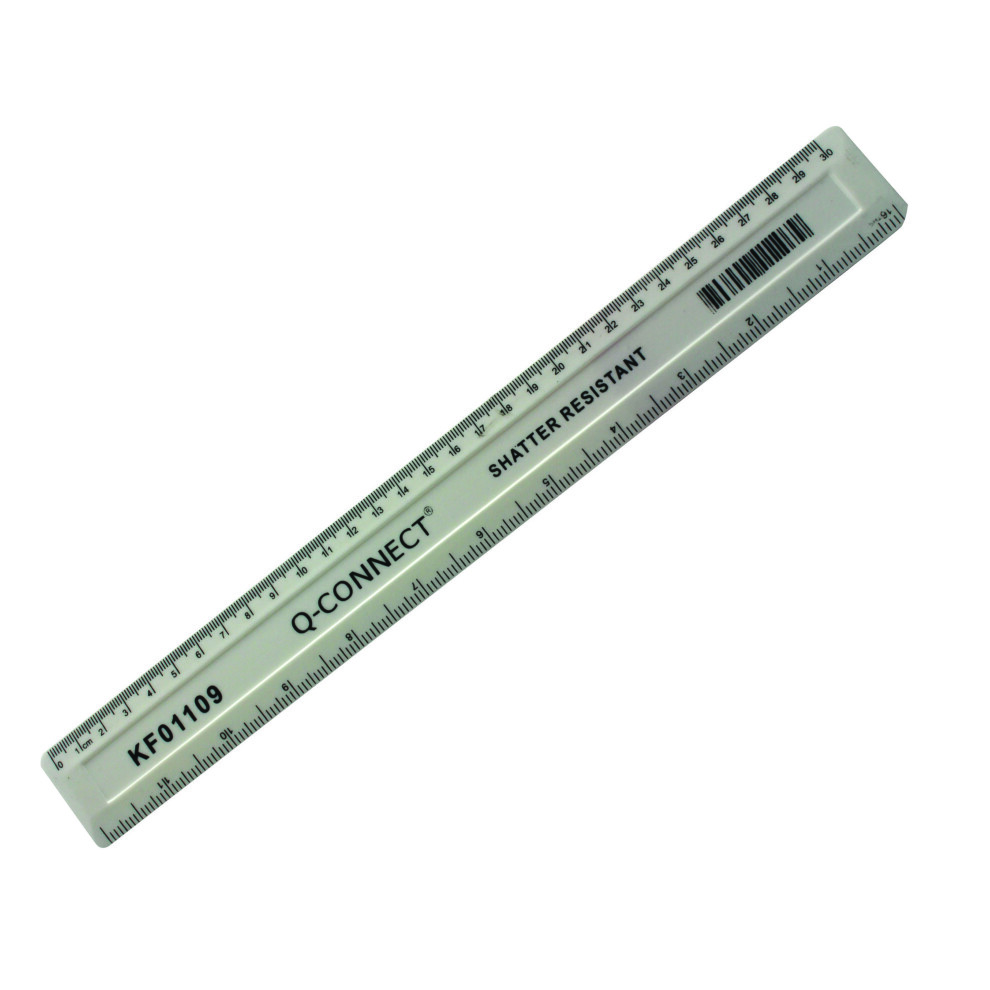 Q-Connect Ruler Shatterproof 300Mm White