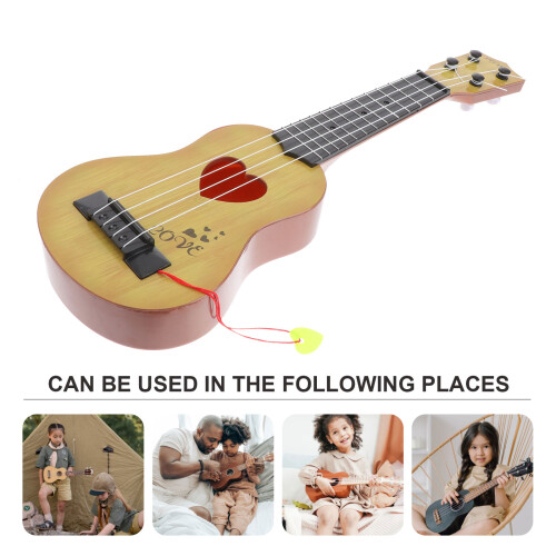 Children Small Imitated Ukulele Mini Guitar 44cm Light Brown 2