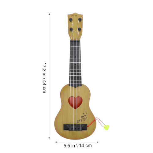 Children Small Imitated Ukulele Mini Guitar 44cm Light Brown 1