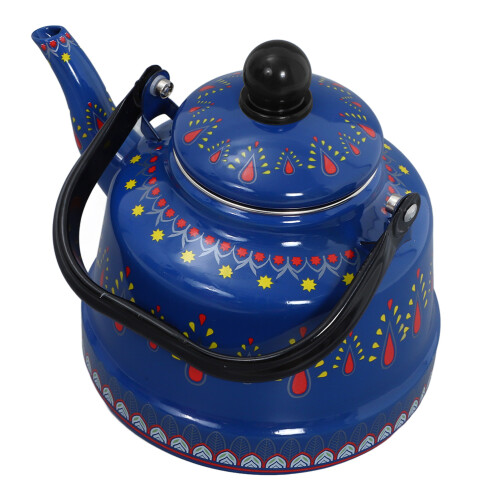 Enamel Tea Kettle For Stovetop With Handle Retro Design 1.7 L