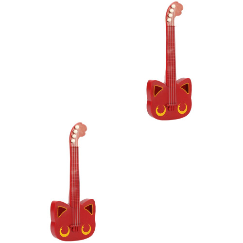 2 Chitarra Per Bambini Simulazione Ukulele (Rosso) 2