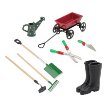 1 Set Miniatyr Jordbruksverktyg Vagn, Vattenkanna Och