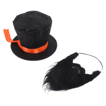 Conjunto Chapéu- Preto Com Barbas Falsas Para