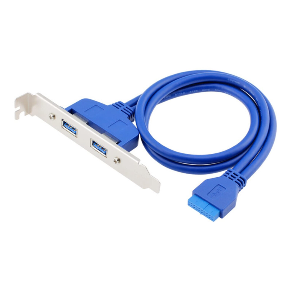 50Cm Dual Port Usb 3.0 To Motherboard Mainboard 20Pin Header Adapter Cable With Rear Pci Bracket 2X Usb A Female Blue 9323874267128