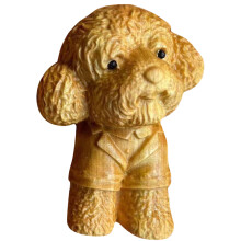 3St Trähund Skulpturer, Små Träfigurer I Khaki För Hem Hobby
