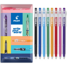 (Essentials, Wallet of 8) Pilot FriXion Ball Stick 07- 0.7mm Nib Tip - Erasable Gel Ink Pens