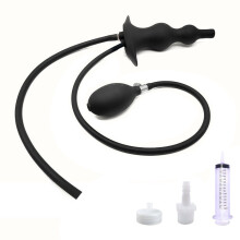 Flexibel anaal inzetstuk voor verlichting van constipatie, BDSM latex kap, zachte opblaasbare siliconen plug voor darmreiniging, herbruikbaar