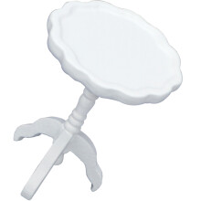 4Pcs White Mini Round Table Figurines Miniature Wooden House Decor