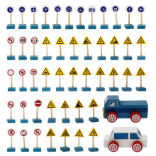 One Set Wooden Kindergarten Teaching Aids Simulated Traffic Sign Toys